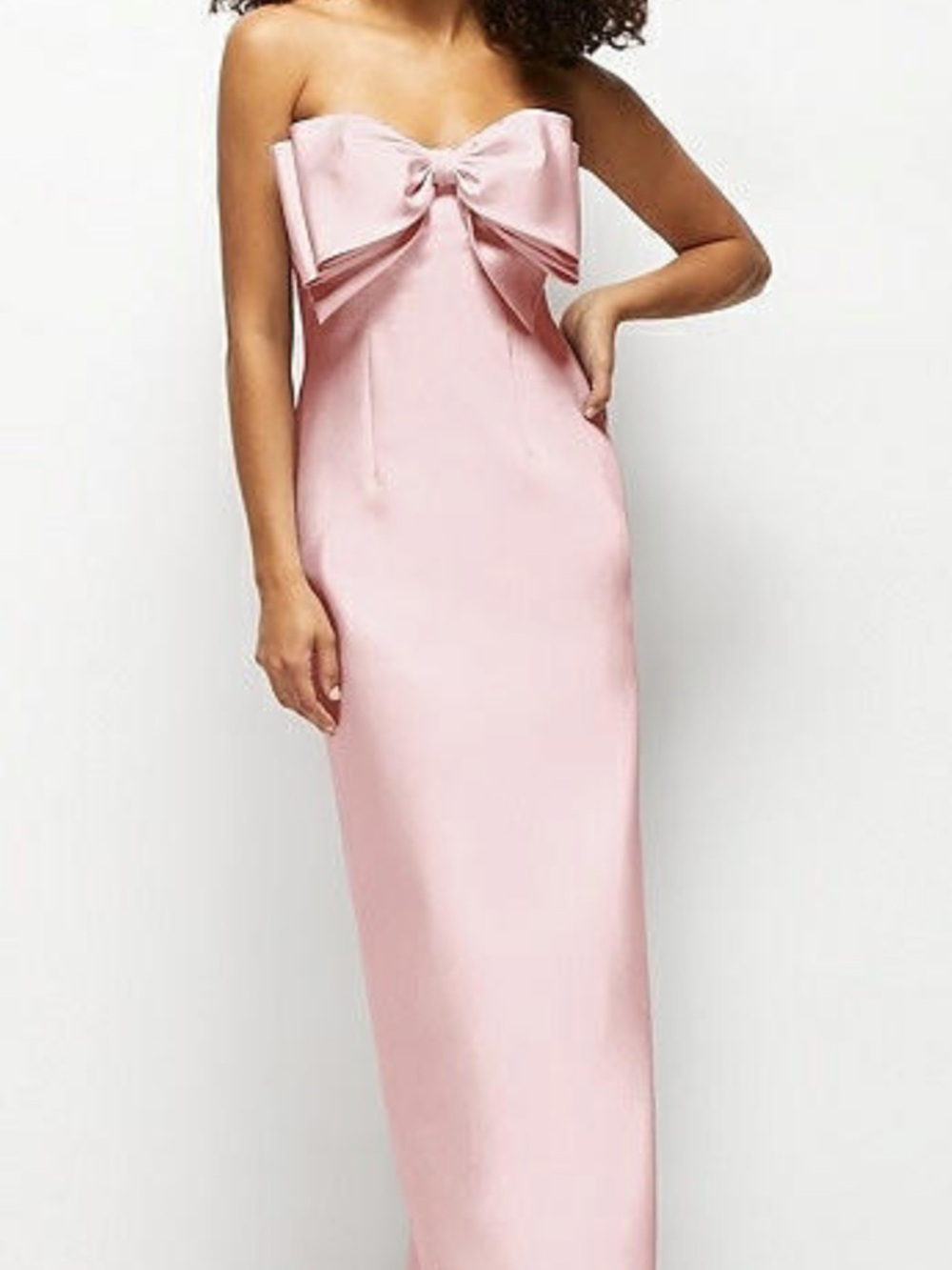 NWT Alfred Sung Women’s Strapless Bow-Front Evening Gown in Light Pink